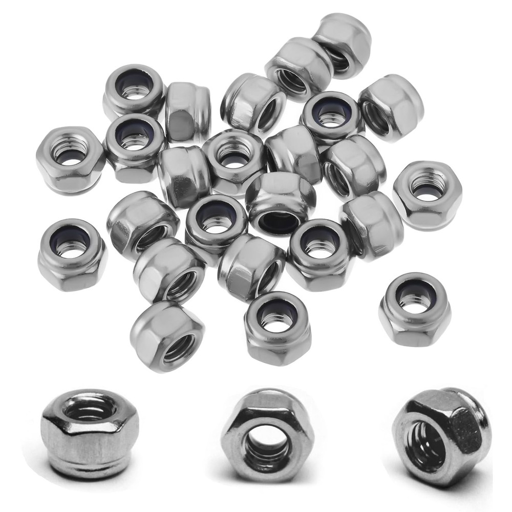 100PCS M4 Locknuts Metric Nylon Inserted Hex Lock Nuts Self-Lock M4, Silver
