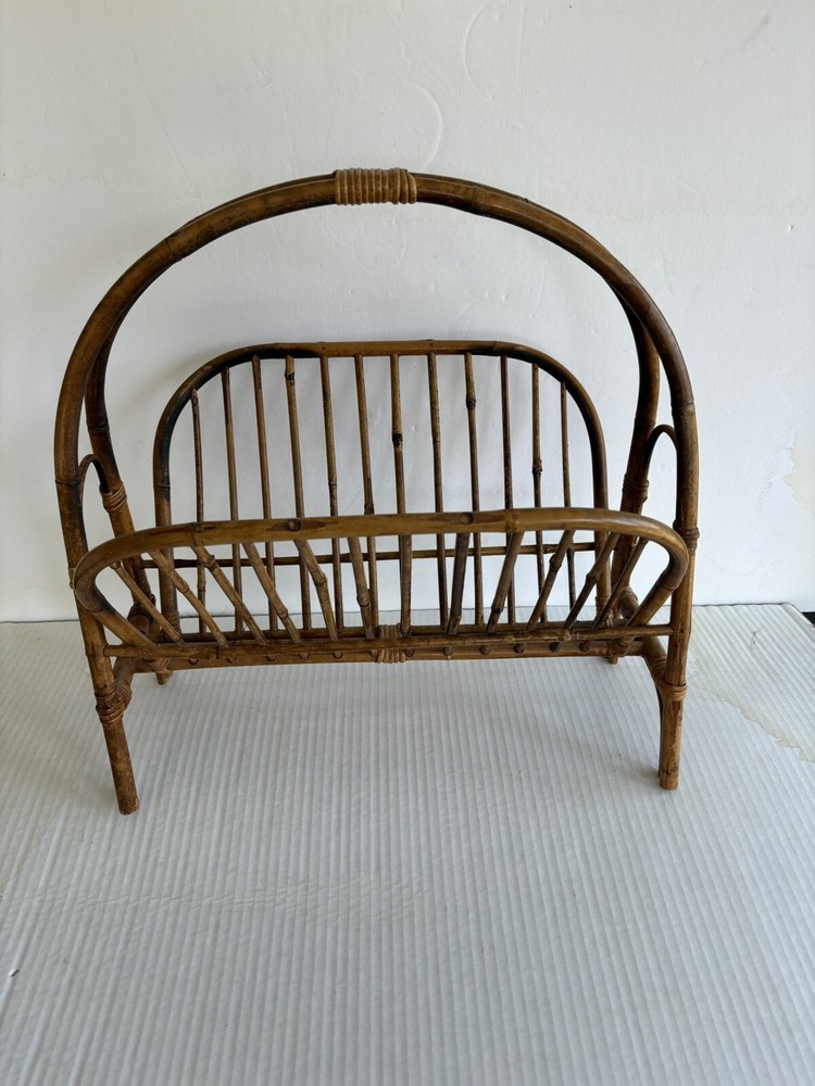 Vintage Boho Chic MCM Bamboo Magazine Holder/Rack Foldable