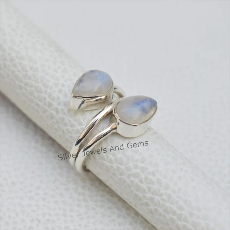 Natural Moonstone Ring 925 Sterling silver Band & Statement Handmade All Size