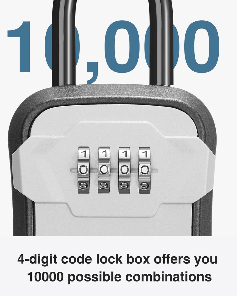 Lock Box, Key Lock Box Wall Mount & Portable Combination Lockbox with Resetta...