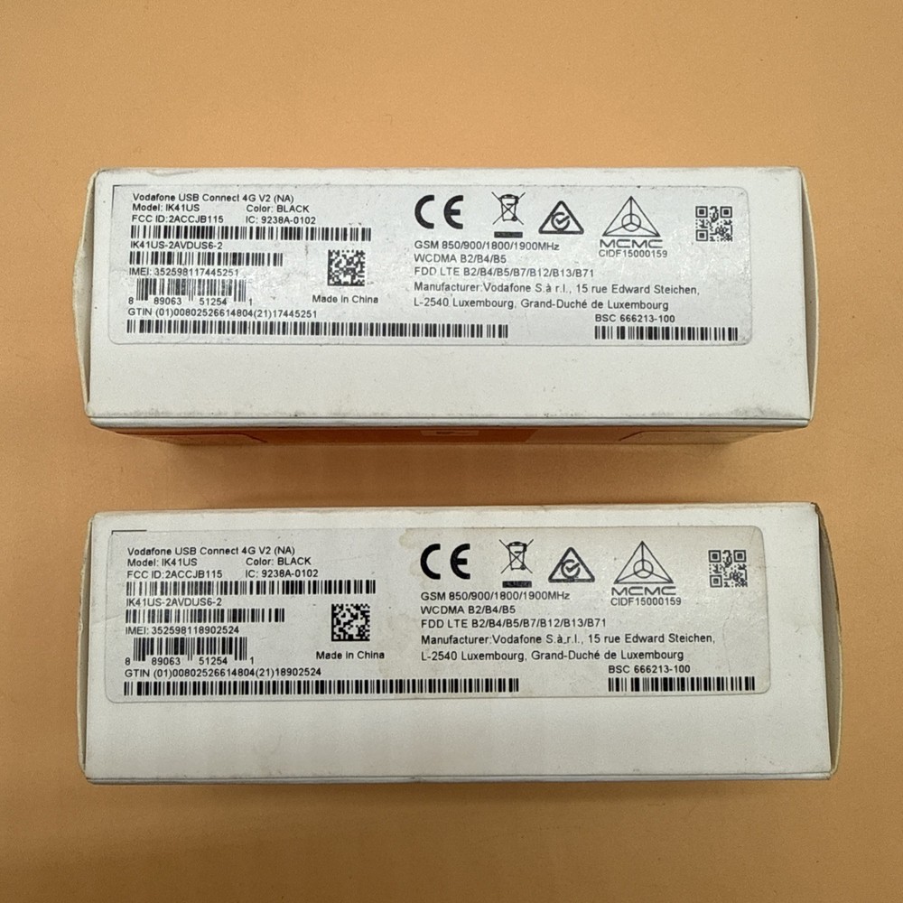 Set Of 2 Vodafone USB Connect 4G v2 Windows Linux IK41US New