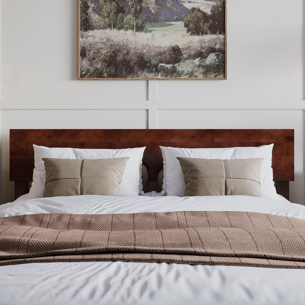 Orlando Modern Solid Wood Headboard, Queen, Walnut