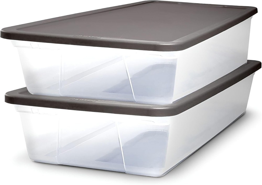 2-Pack Clear Plastic Organizer Bins 28 Quart - Stackable & Versatile Storage