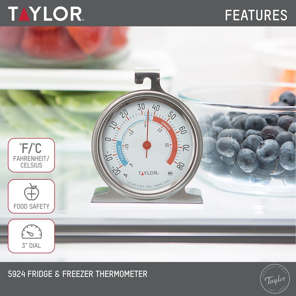 Large Dial Kitchen Refrigerator Freezer Thermometer - 3-Inch Easy Read
