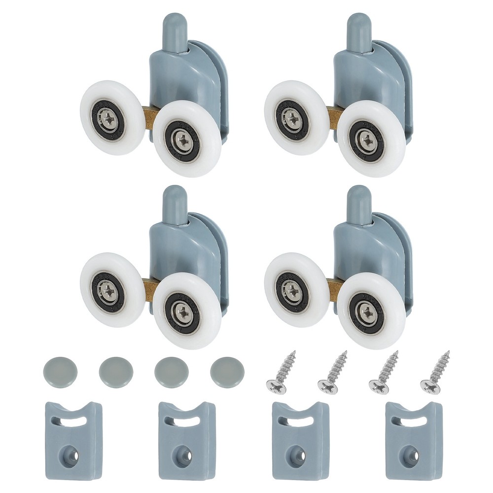 25mm Grey Plastic Double Shower Door Rollers Set