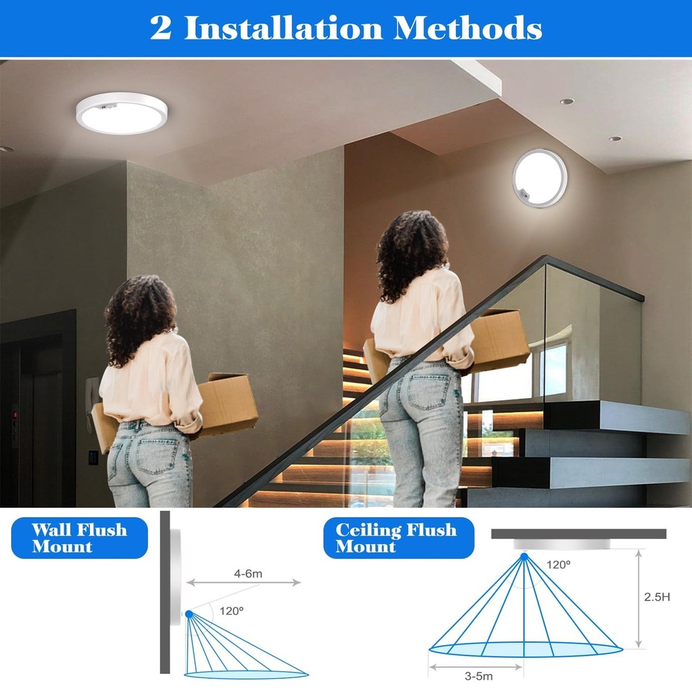 Motion Sensor Ceiling Light Wired, LED Flush Mount Ceiling Light Fixture 18W/...