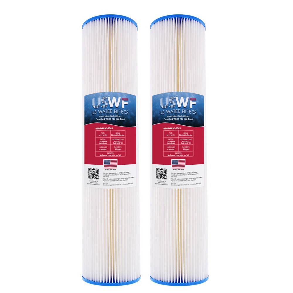 20 x 4.5 Inch 30 Micron Pleated Polyester Sediment Water Filter 2-Pack