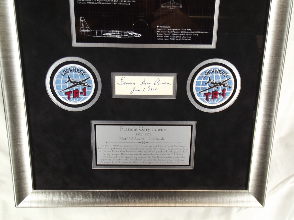 Francis Gary Powers Pilot U-2 Spy Plane Shot Down 1960 Autograph Framed Display