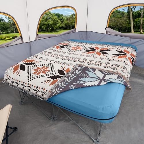 Camping Cot,Camping Cots for Adults,Folding Camping Cot with Queen Blue