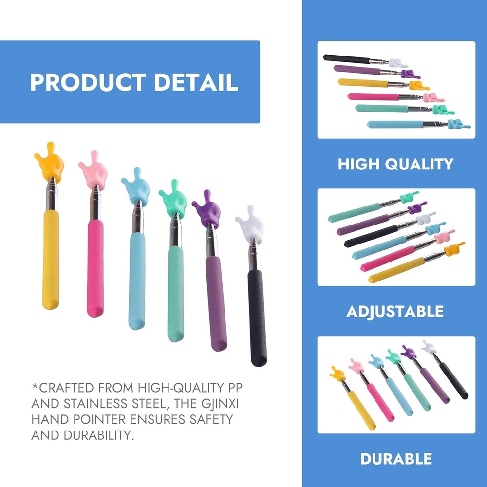 6Pcs Multipurpose Teacher Pointer Sticks Extendable 21" Finger Pointers...