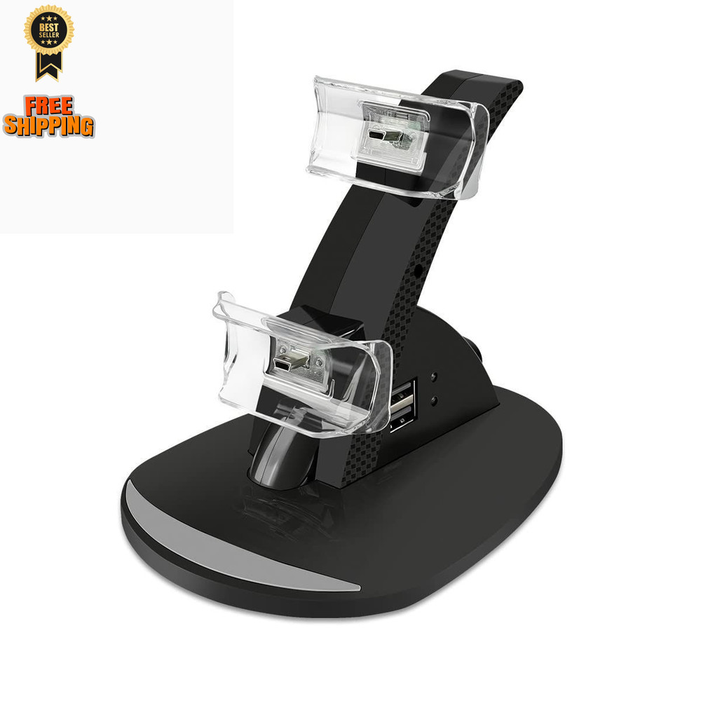 VSEER PS3 Controller Charger, Dual Console Charger Charging Docking black