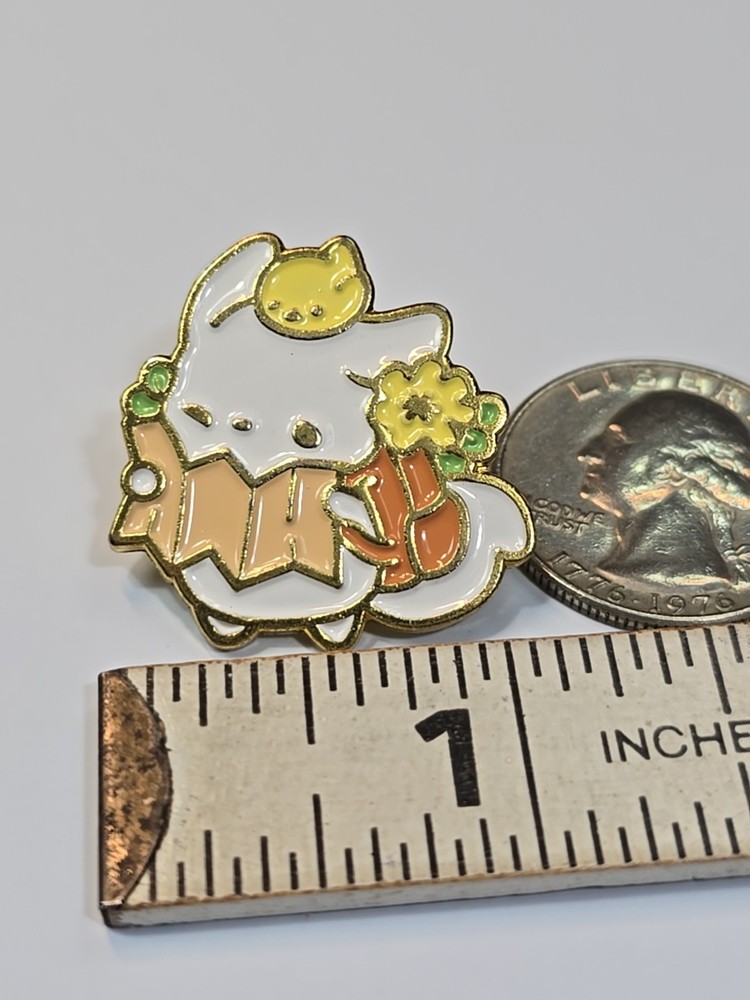 White Cat With Map Lapel Pin