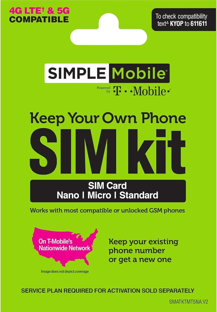 Simple Mobile Prepaid SIM Card 4G LTE Kit