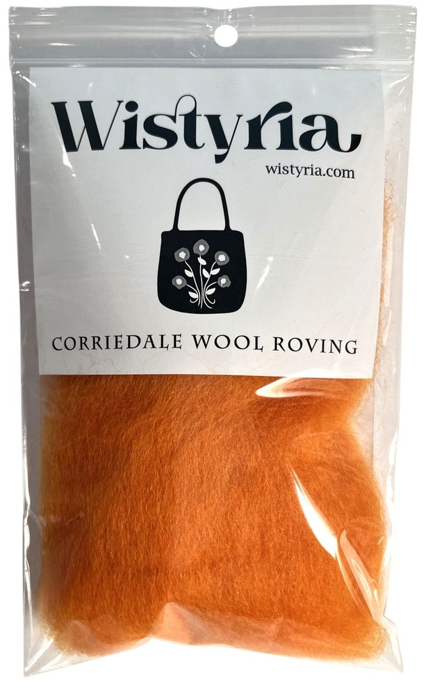 Wool Roving 12" .22oz Tangerine