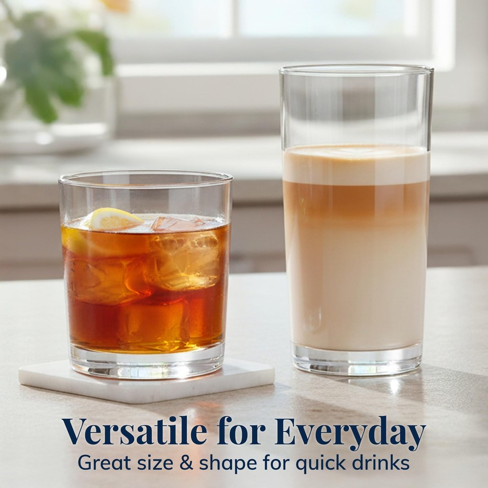 US Acrylic Classic Clear Plastic Reusable Drinking 8 Piece Assortment,
