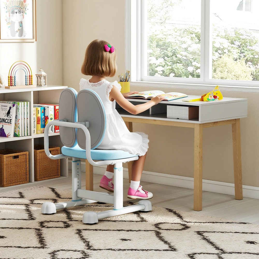Kids Desk Chair w/Double Back Support Adjustable Height Upholstered Computer