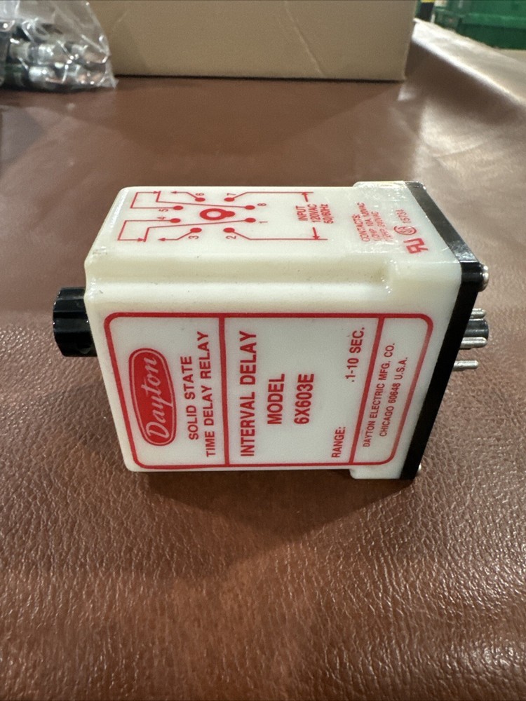 Dayton 6X603E Solid State Time Delay Relay, Range: 0.1-10sec, Input: 120VAC