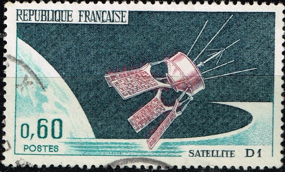 France Space Exploration Satellite D1 orbit stamp 1962