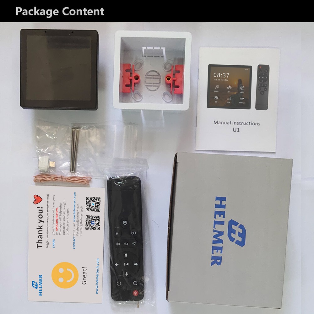 4" Touch Screen Wall Mount Amplifier Home Stereo Audio Amplifier Speaker System