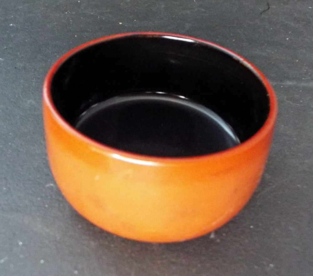 Japanese Lacquer Lidded Circular Box Cinnabar Red & Black - 3 1/2"