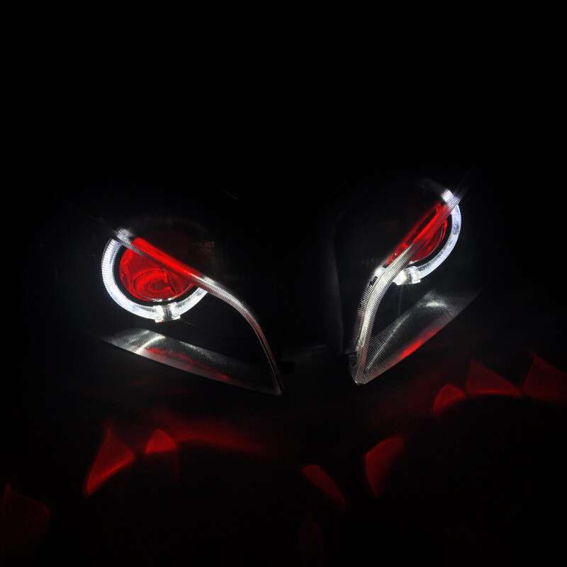 Custom HID Headlight Assembly Red Devil White Angel Eye For Honda CBR600RR 03-06