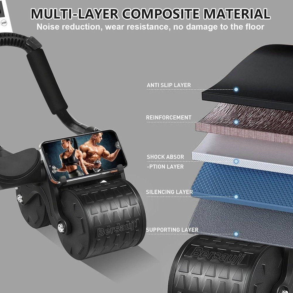 New 2026 Ab Roller with Elbow Support & Automatic Rebound - Build Core Strength