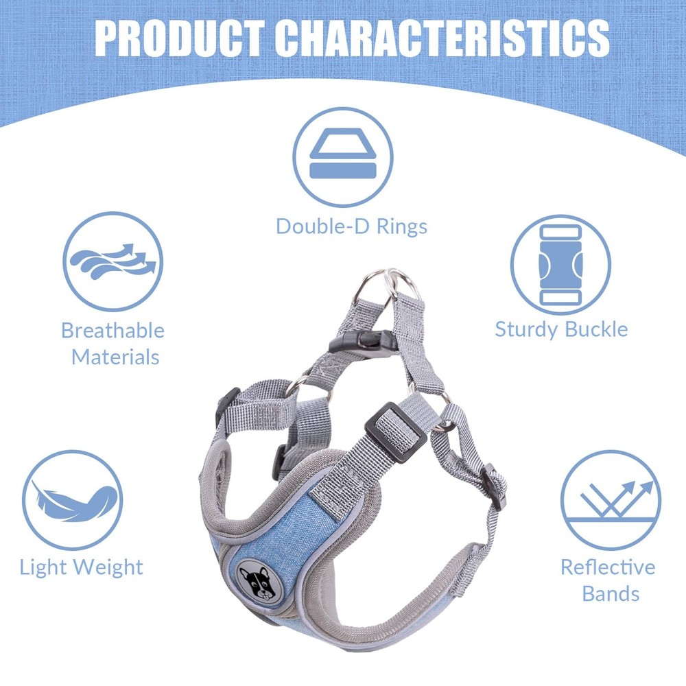 Dog Harness with Leash Set for Small Medium Dogs, No Pull No Choke Reflective...