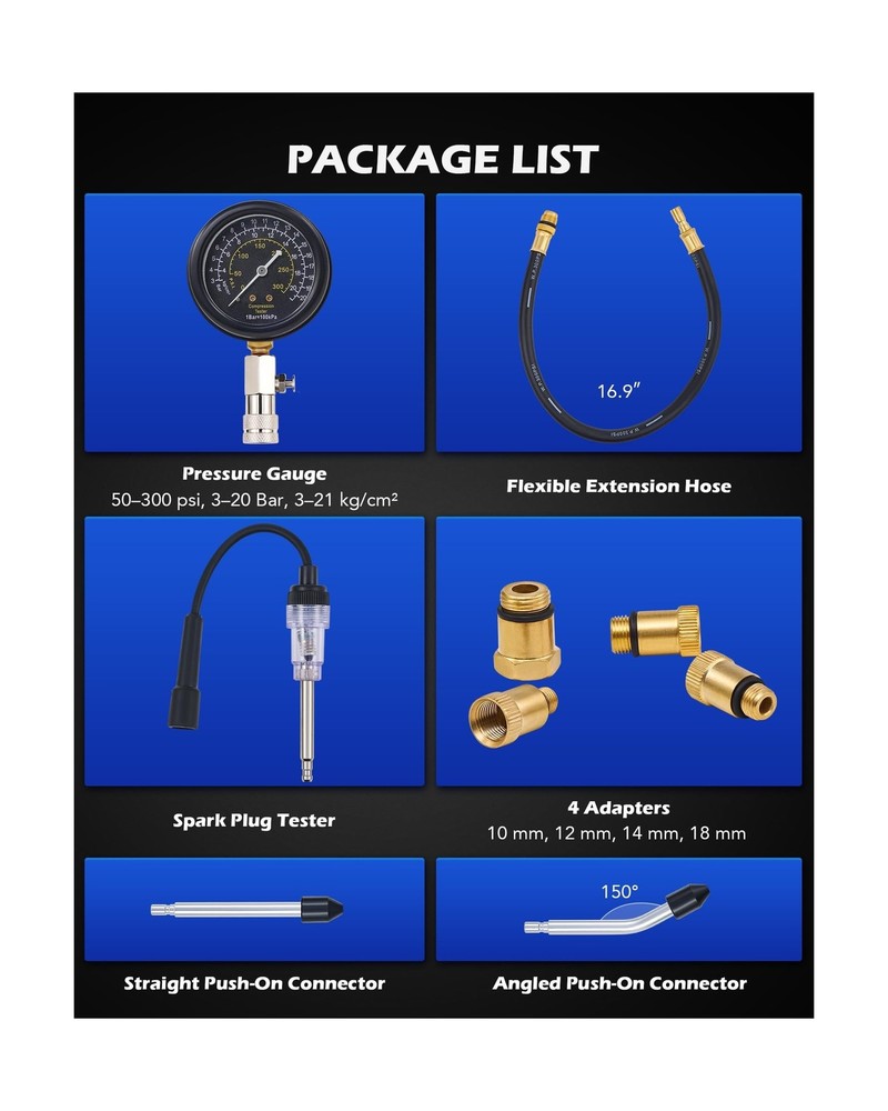 Orion Motor Tech Engine Compression Tester Kit, 9pc Cylinder Compression Test...