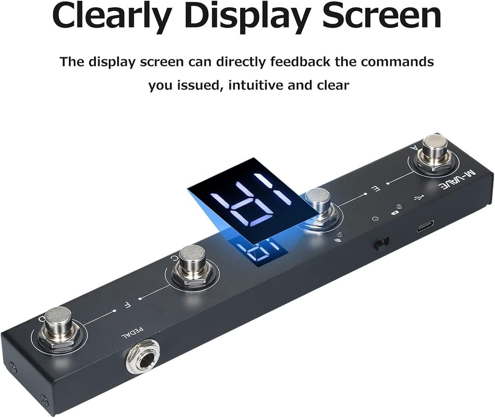 Rechargeable MIDI Foot Controller - Bluetooth Connectivity & Intuitive Display