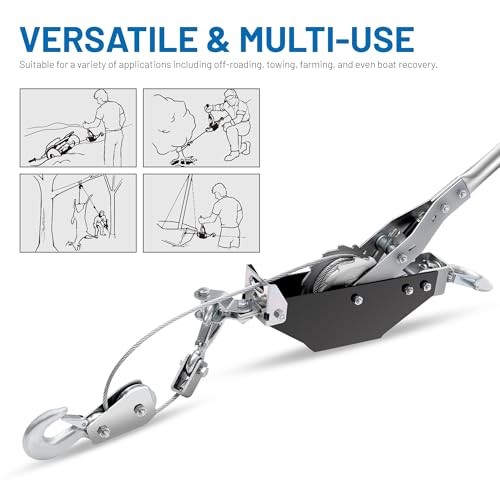 Come Along Winch, 3000 lbs Pull Capacity, 12 ft Steel Cable 3000lbs Manual