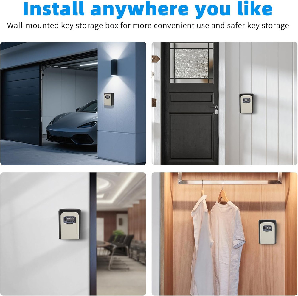 Key Lock Box,Combination Lockbox Wall-Mounted Key Storage Box for Keys,Large Key