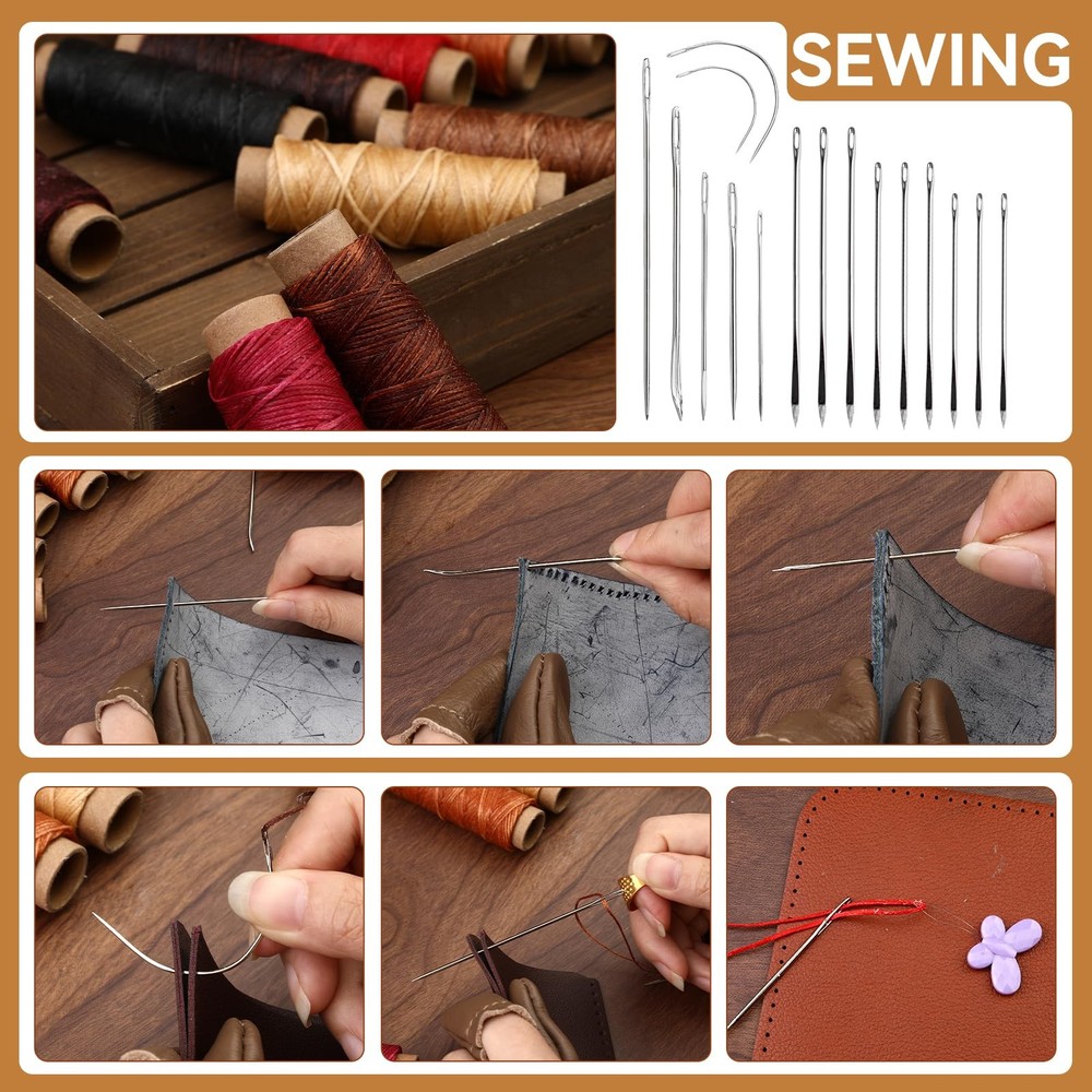 60 Pcs Leather Working Kit, Sewing, Craft Tools & Storage Bag