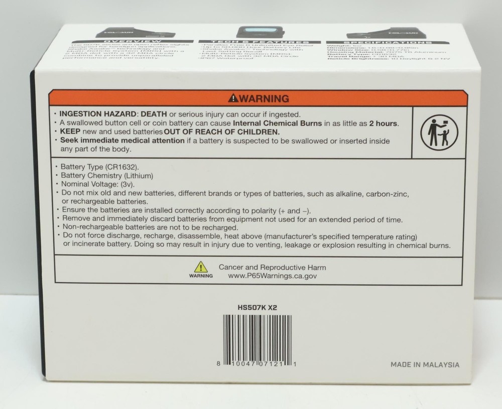 Holosun Multi-Reticle Micro 2 MOA Red Dot HS507K X2