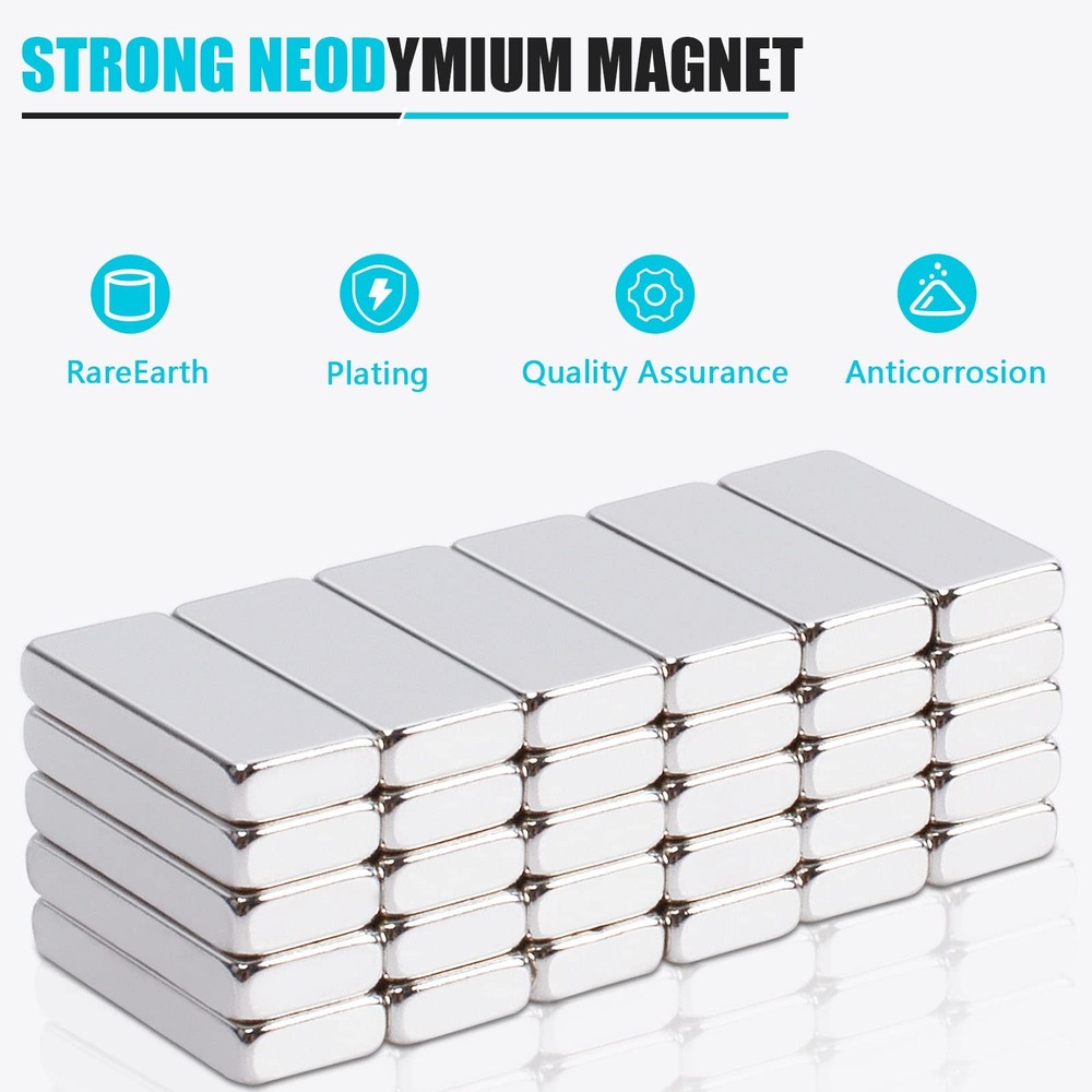 Strong Rare Earth Magnets Bars, 40 Pack Small Rectangular Neodymium Magnets H...