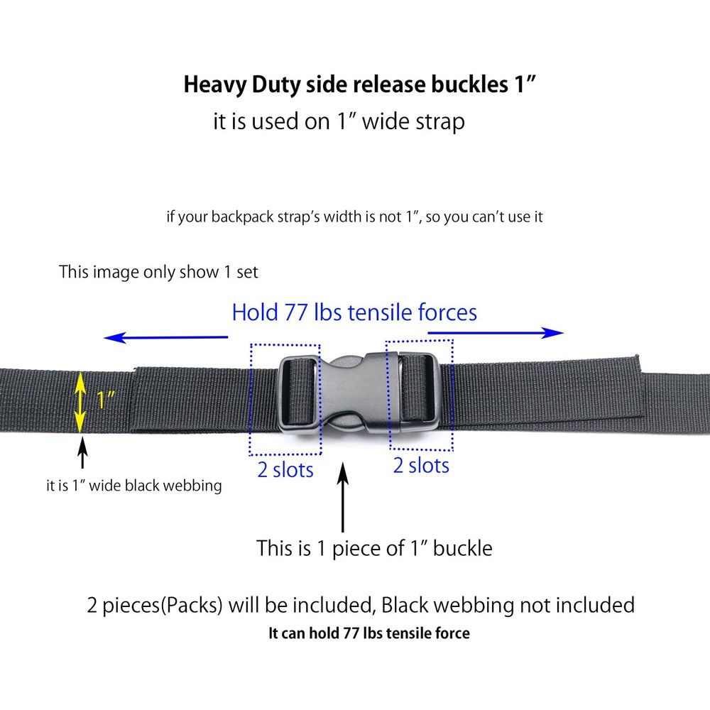 Side Release Buckles,Heavy Duty Dual Adjustable Plastic Buckle Snaps Clips Backp