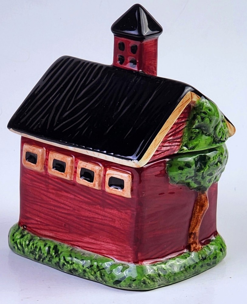 SAKURA Barns Figural Sugar Bowl, Embossed/Textured Red Barn