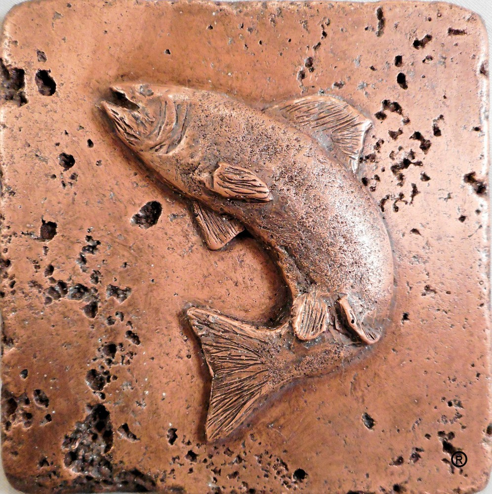 Copper Trout 4"X4" Decorative Tile