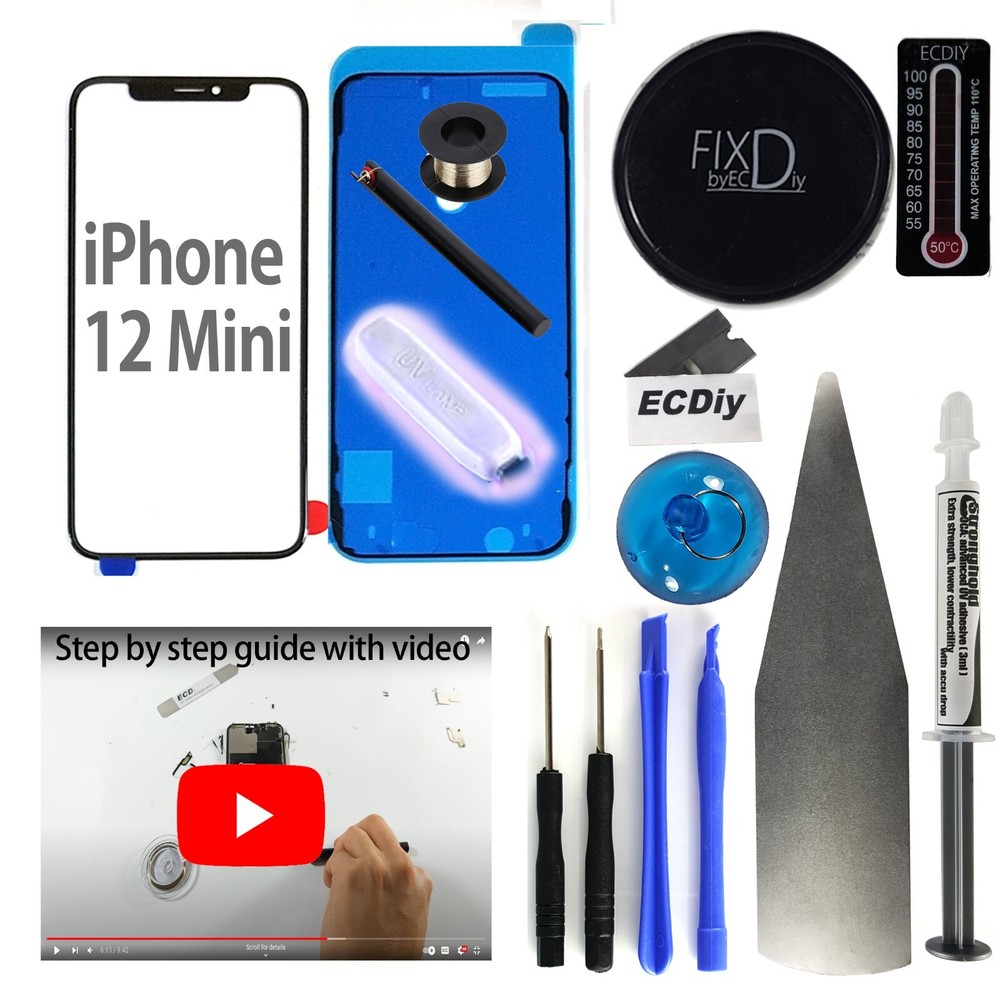 for Apple iPhone 12 Mini Screen Glass Front Outer Glass Replacement kit