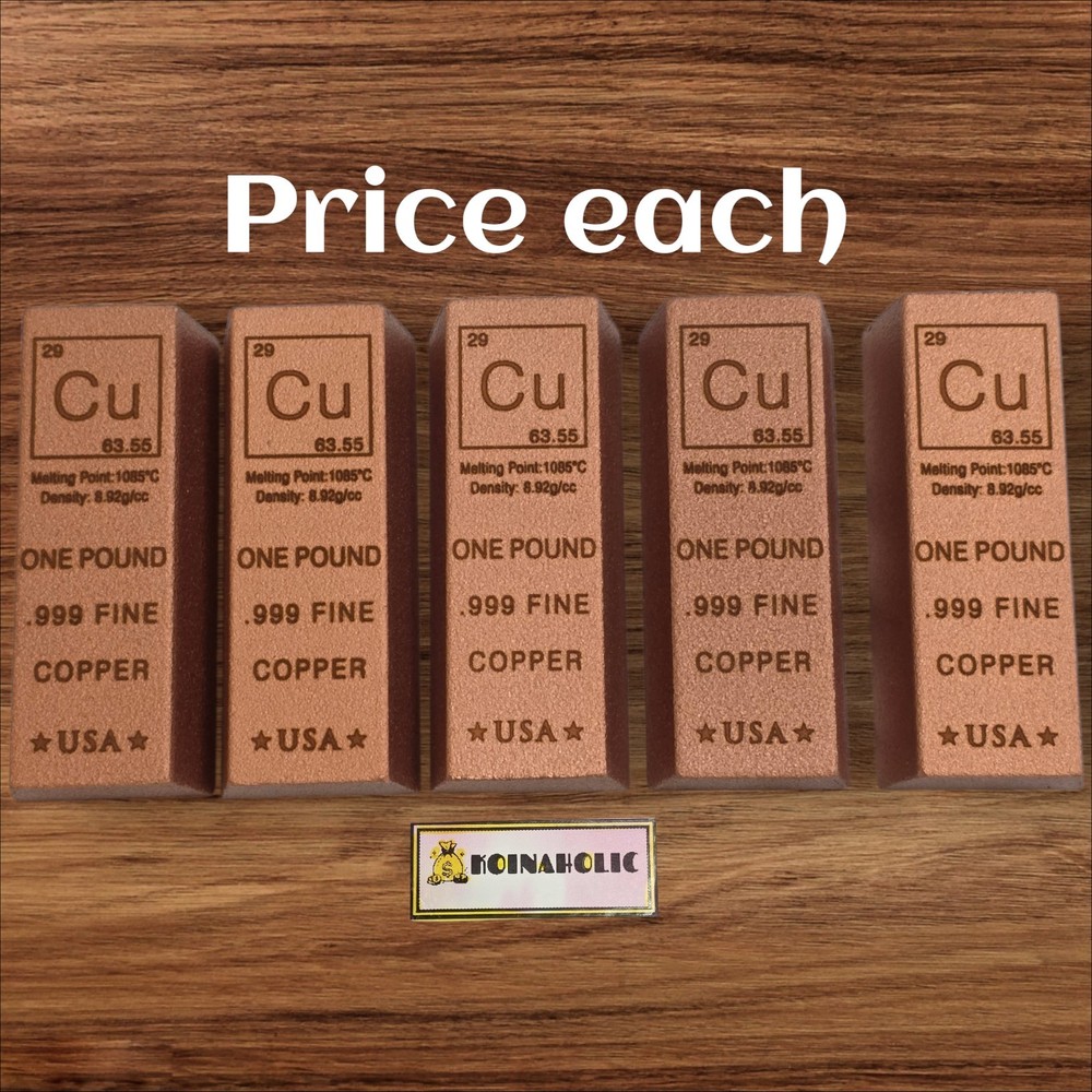 1 Pound lb Copper Bar Trapezoid Ingot Element Design