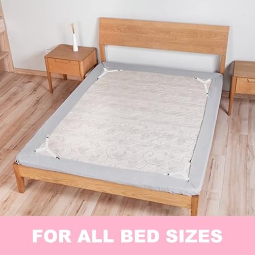 Bed Sheet Straps,4Pcs Non-Slip Elastic Fitted Sheet Straps,Adjustable A-white