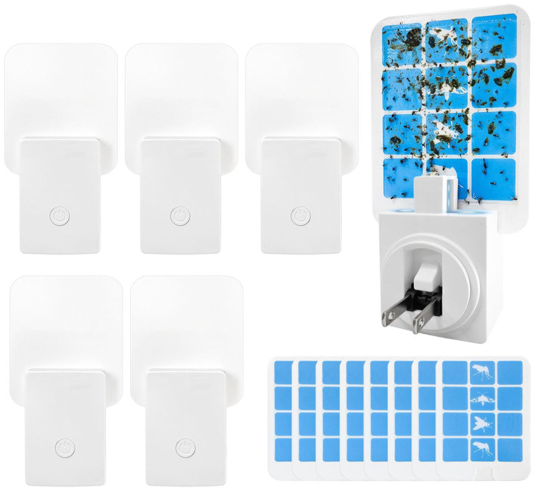 Indoor fly trap device with blue light, includes 6 devices and 8 refills, catche