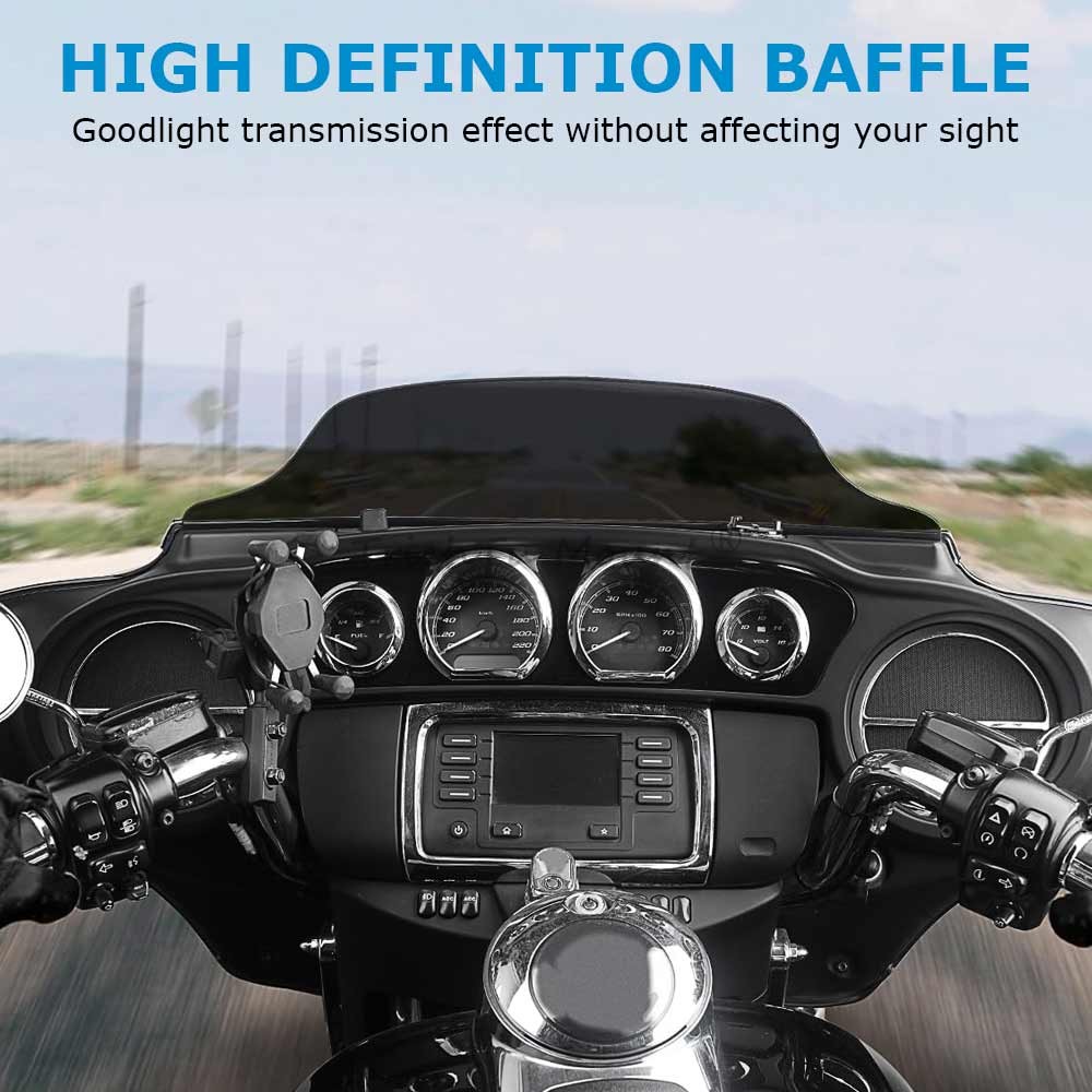 7" Black Wave Windshield Windscreen For Harley Electra Glide Ultra Limited 14-up