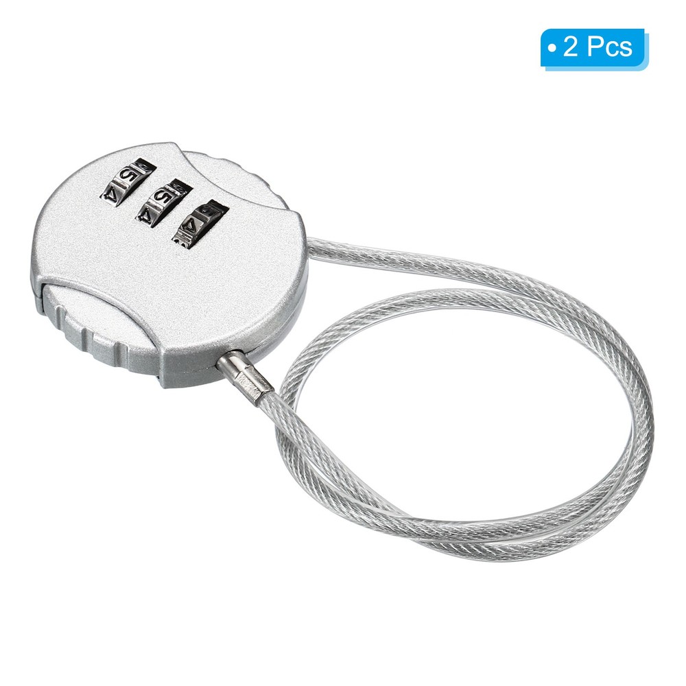 Small Combination Block 11.8", 2pcs 3 Digit Luggage Lock, Silver Tone