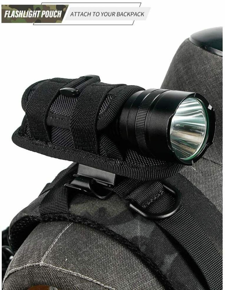 Tactical Molle Flashlight Holder Nylon Belt Holster Flashlight Torch Case Pouch