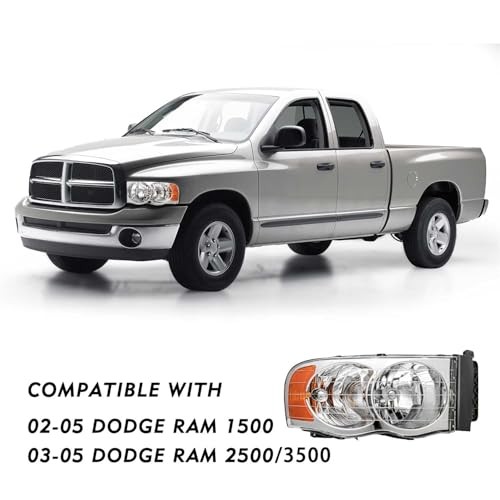 Headlight Assembly Fit for 02-05 Dodge Ram 1500 2500 3500 Pickup Replacement