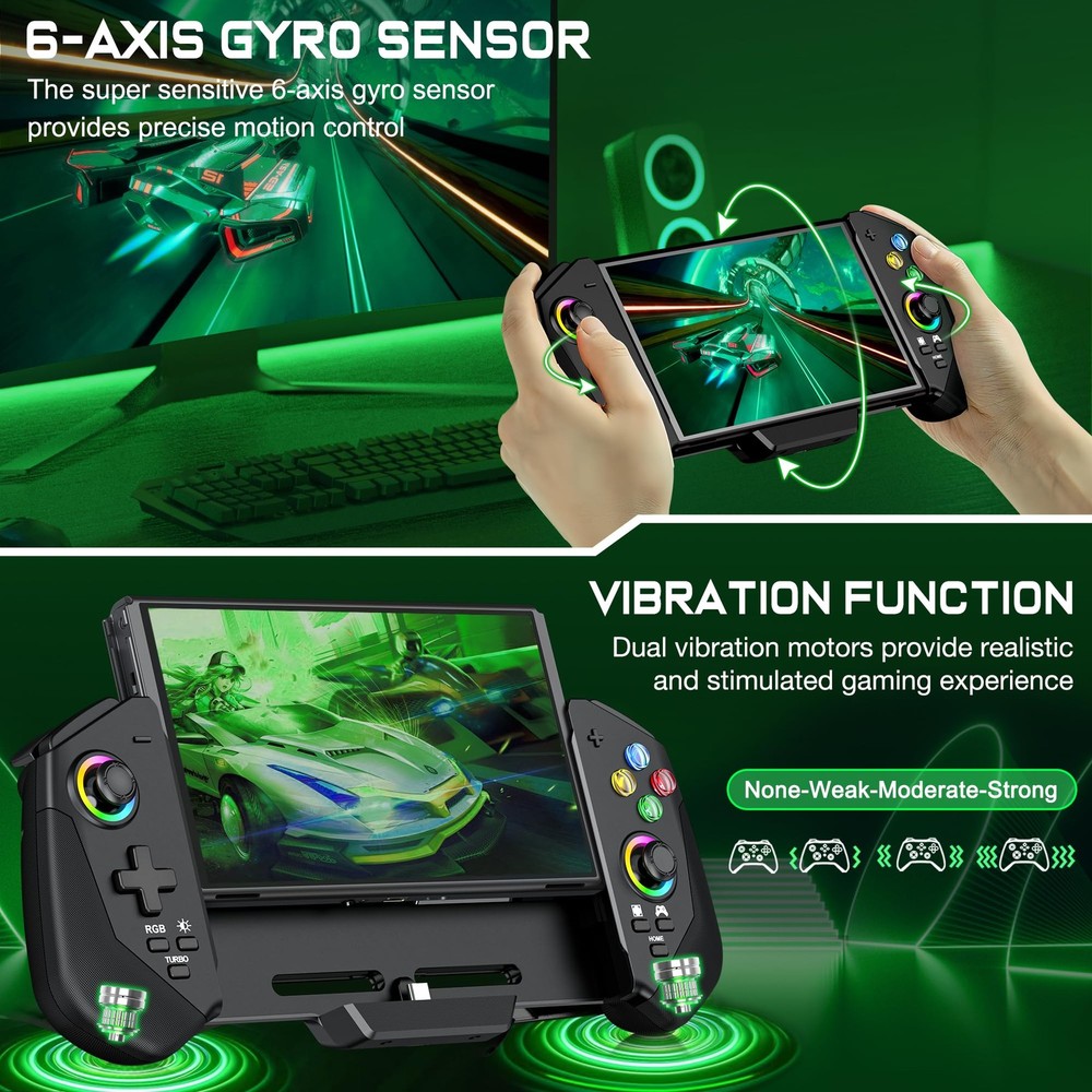 KICKDOT Switch Controllers with Hall 1 - (6.2"/7"), Pure Black