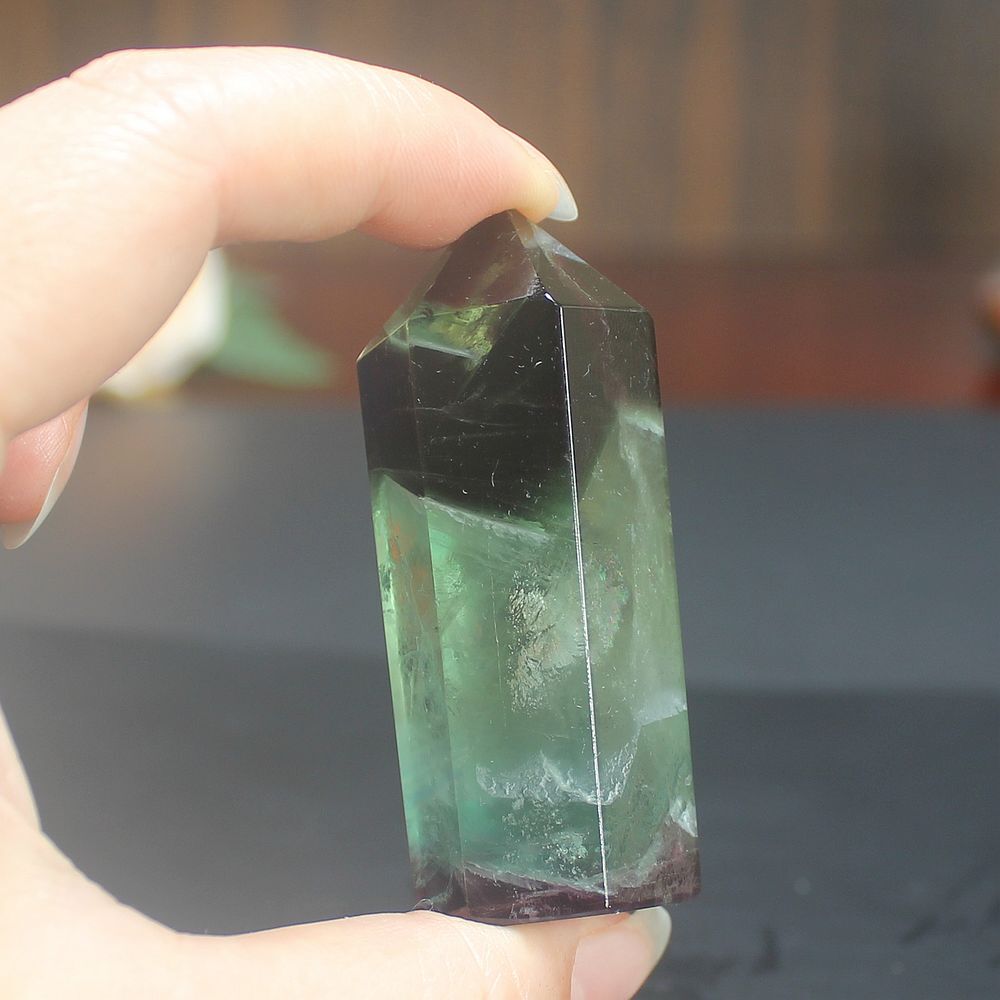 Natural Fluorite crystal Hexagonal point Column Healing quartz Reiki Stone