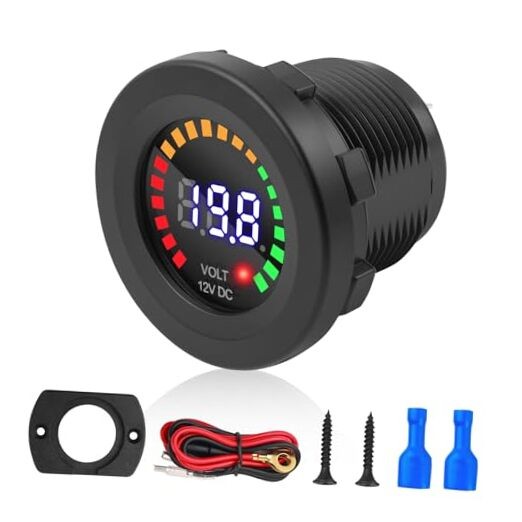 Volt Meter 12 Volt with LED Digital Display Panel,12V DC Battery Voltage Black