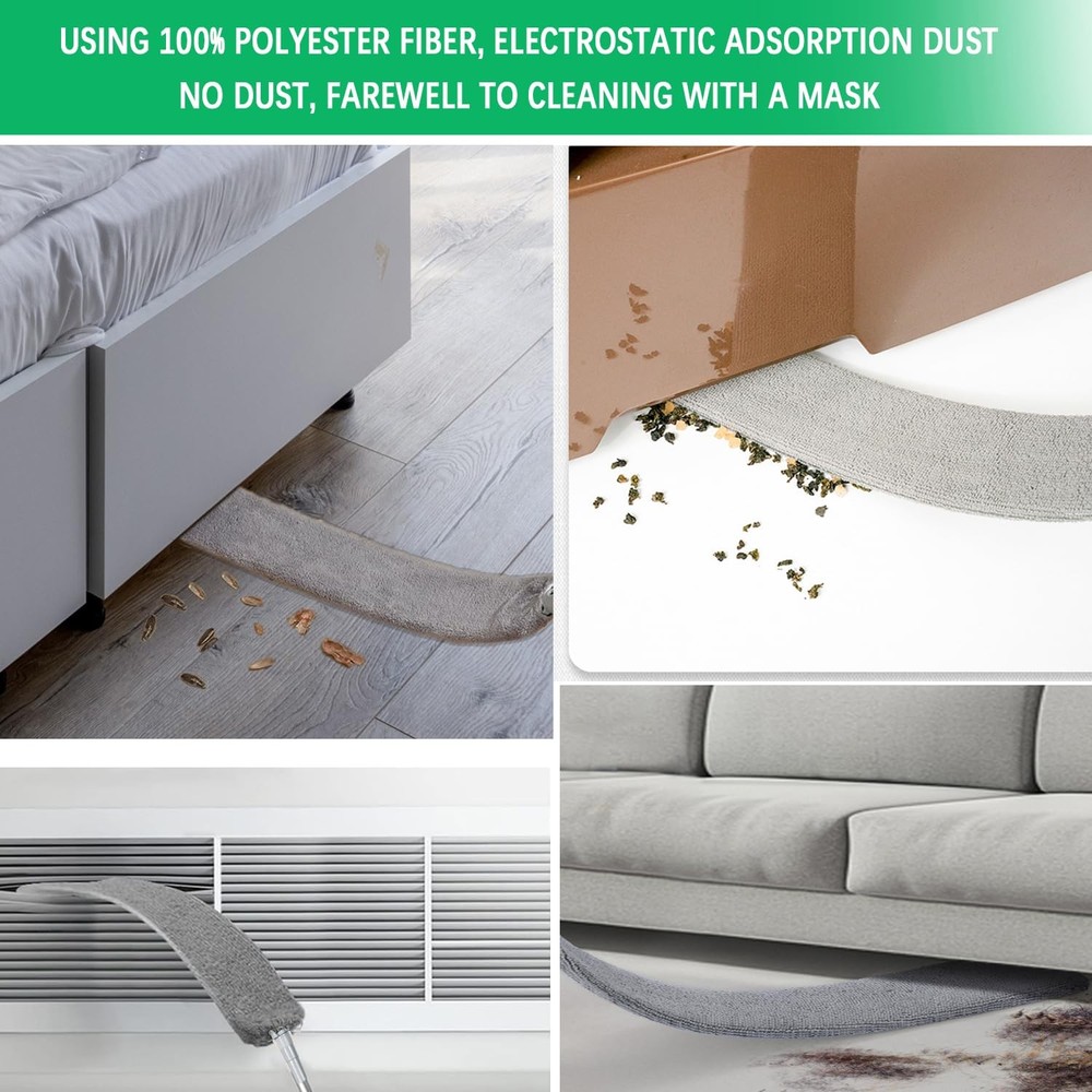 100" Microfiber Feather Dusters for Cleaning, Cobweb Duster with Gray