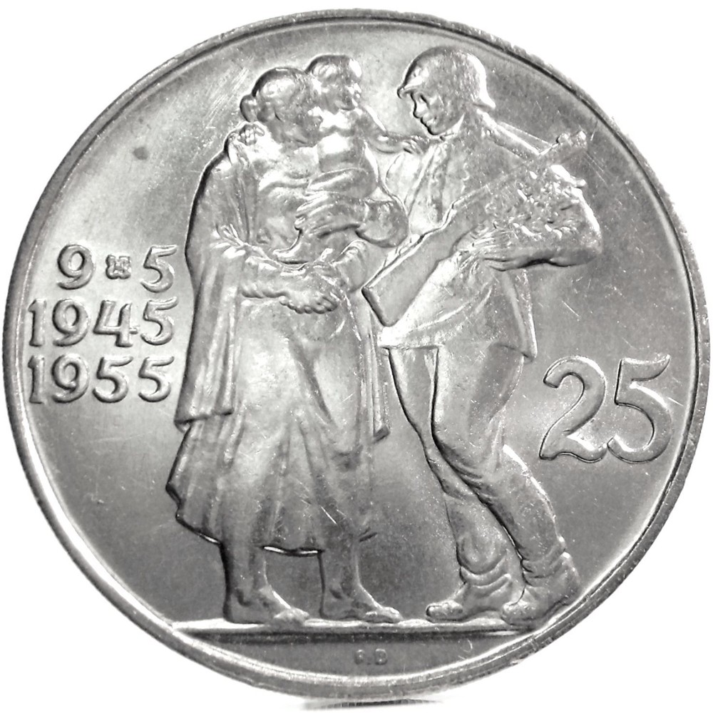 CZECHOSLOVAKIA (Republic) 25 KORUN 1955